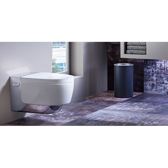Унитаз-биде подвесной безободковый импульсный Geberit AquaClean Mera Comfort 146.214.21.1 с крышкой микролифт, белый/хром - фото 8