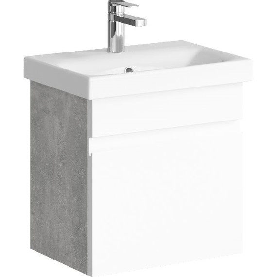 Тумба подвесная с раковиной Aqwella Smart 50 см SRT0105BS, бетон светлый/белый - фото 
