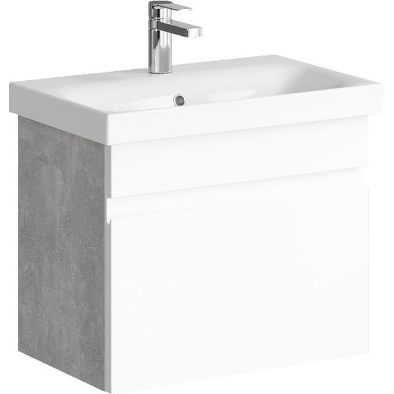 Тумба подвесная с раковиной Aqwella Smart 60 см SRT0106BS, бетон светлый/белый - фото 