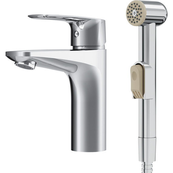 Смеситель для раковины с гигиеническим душем Am.Pm Gem F90A03000, Цвет производителя: хром - фото 