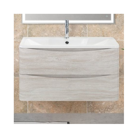 Тумба подвесная с раковиной BelBagno ACQUA-1000-2C-SO-RVB 100 см, Rovere Vintage Bianco, Цвет фасада: Rovere Vintage Bianco - фото 