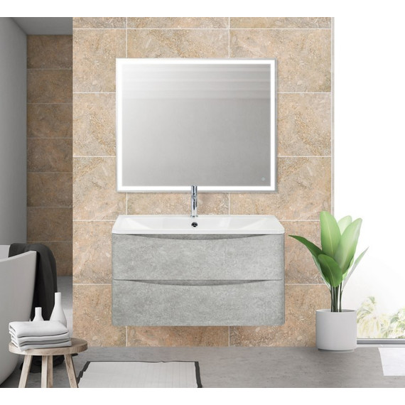 Тумба подвесная с раковиной BelBagno ACQUA-800-2C-SO-CVG 80 см, Cemento Verona Grigio, Цвет фасада: Cemento Verona Grigio - фото 2