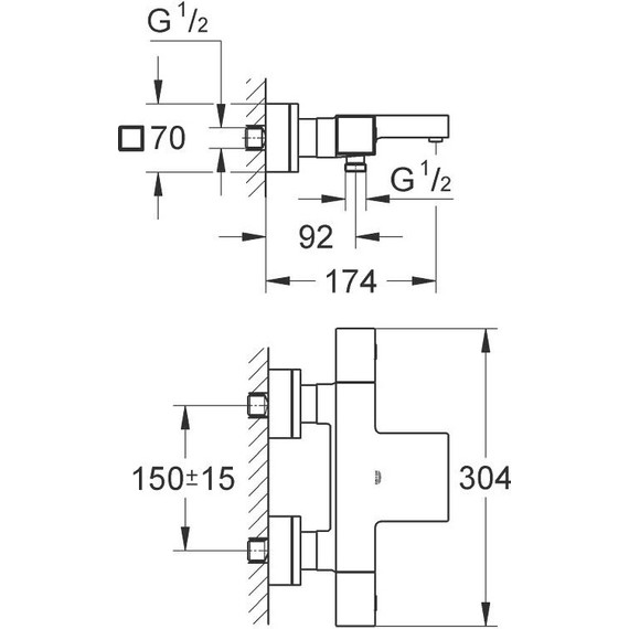 Смеситель для ванны с термостатом Grohe Grohtherm Cube 34497000 - фото 7