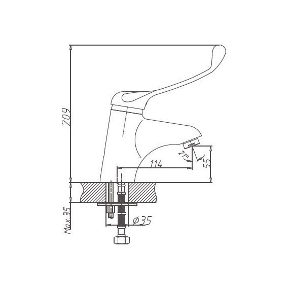 Смеситель для раковины с локтевой (хирургической) ручкой Haiba HB1054 - фото 2