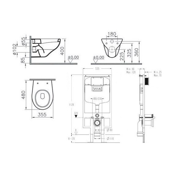 Унитаз подвесной с инсталляцией Vitra NORMUS 9773B003-7200 5 в 1 - фото 4