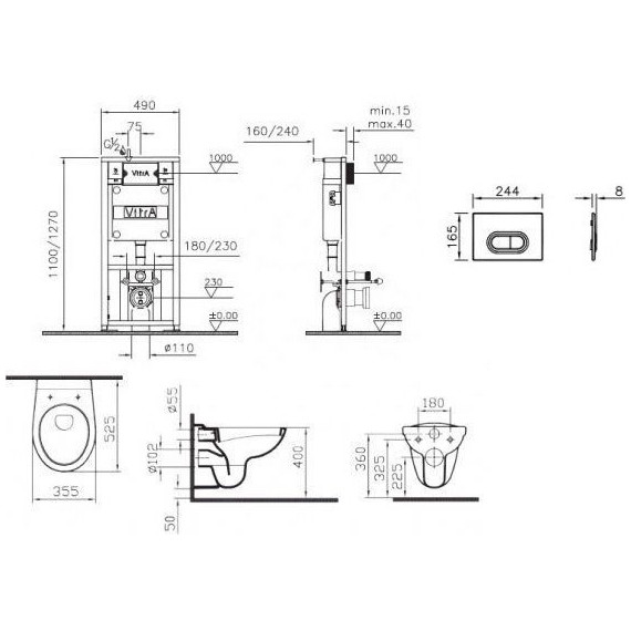 Унитаз подвесной с инсталляцией Vitra NORMUS 9773B003-7203 5 в 1 - фото 3