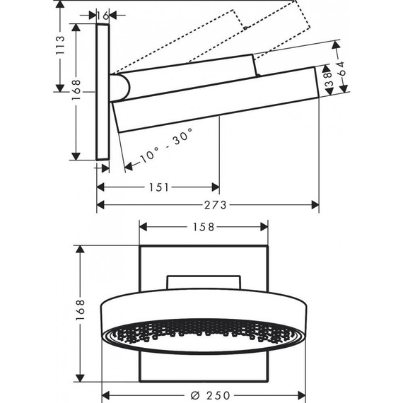 Верхний душ Hansgrohe Rainfinity 250 1jet 26226700, белый матовый - фото 4