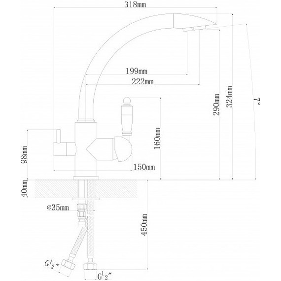 Смеситель для кухни Florentina Шале FL 333.25H.2113.107, песочный, Цвет производителя: песочный - фото 3