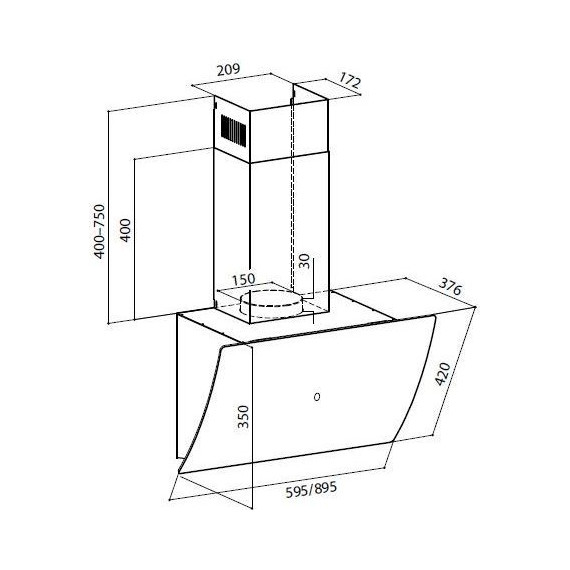 Вытяжка Lex Plaza GS 900 White CHTI000368 (белое стекло) - фото 2