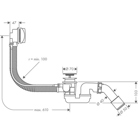 Сифон для ванны Hansgrohe Flexaplus 58143000 - фото 2