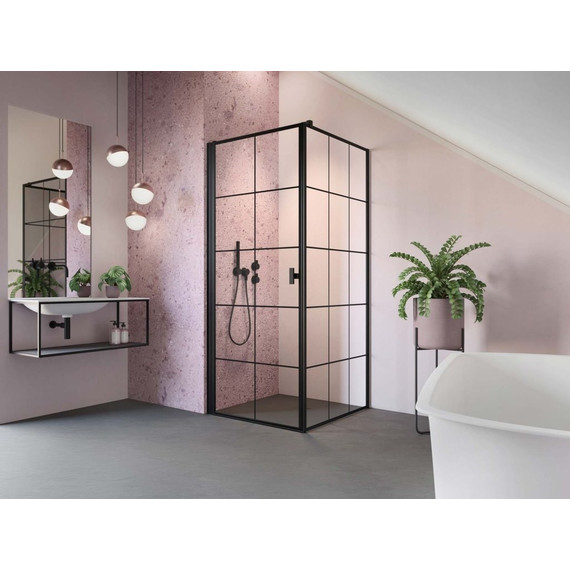 Душевое ограждение Radaway Nes 8 Black KDJ I Factory + S1 90х70 см L (стекло 8 мм), черный/прозрачное - фото 2