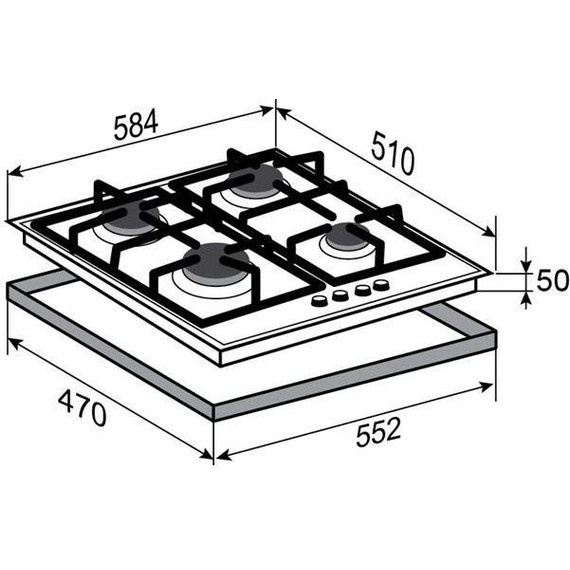 Газовая варочная поверхность Zigmund & Shtain MN 175.61 W (белое стекло) - фото 2