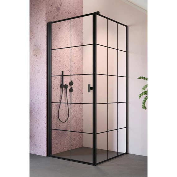 Душевое ограждение Radaway Nes 8 Black KDJ I Factory + S1 100х75 см L (стекло 8 мм), черный/прозрачное - фото 