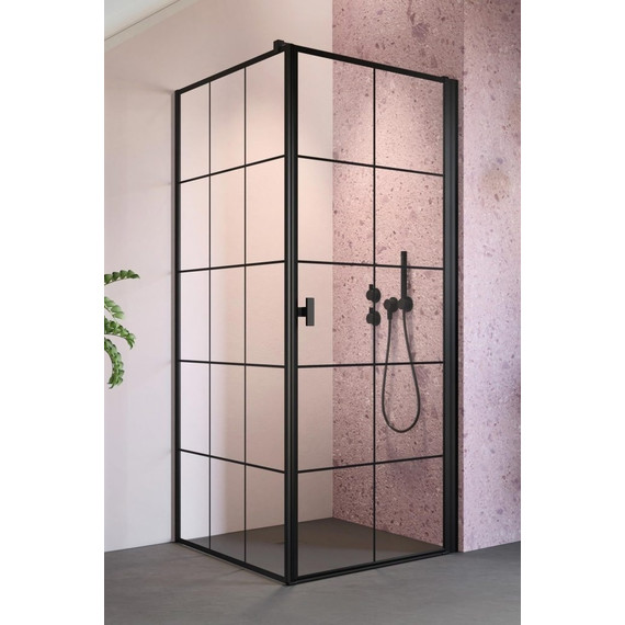 Душевое ограждение Radaway Nes 8 Black KDJ I Factory + S1 100х70 см R (стекло 8 мм), черный/прозрачное - фото 
