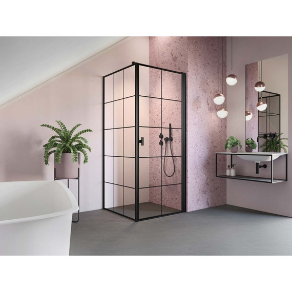 Душевое ограждение Radaway Nes 8 Black KDJ I Factory + S1 90х75 см R (стекло 8 мм), черный/прозрачное - фото 2