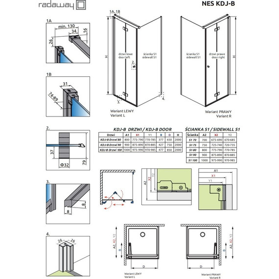 Душевое ограждение Radaway Nes Black KDJ B + S 100х75 см R, черный/прозрачное - фото 8