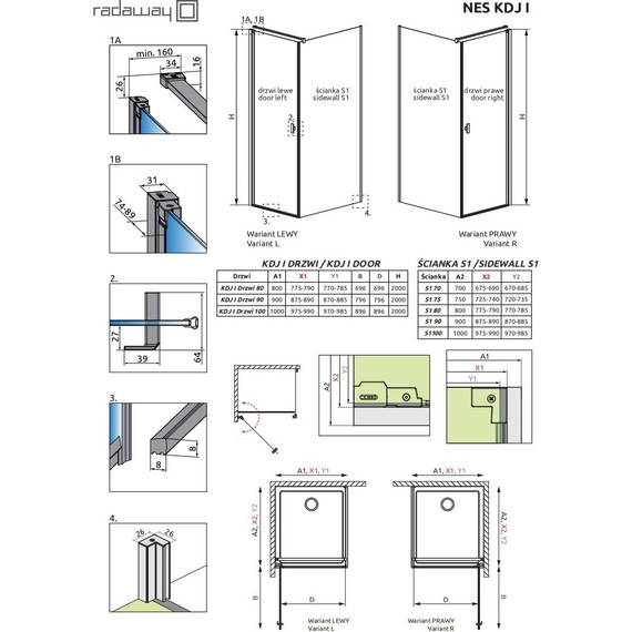 Душевое ограждение Radaway Nes Black KDJ I + S1 100х75 см L, черный/прозрачное - фото 7