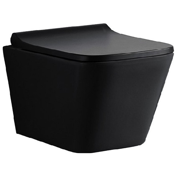Унитаз подвесной безободковый Azario Teramo AZ-052-MB с крышкой микролифт, черный, Цвет производителя: чёрный - фото 