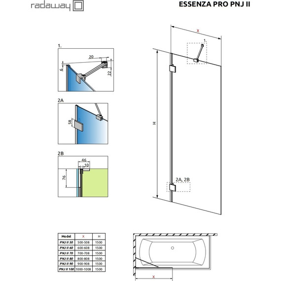 Шторка для ванны Radaway Essenza Pro Gold PNJ II 80 см 10101080-09-01, золото/прозрачное - фото 7