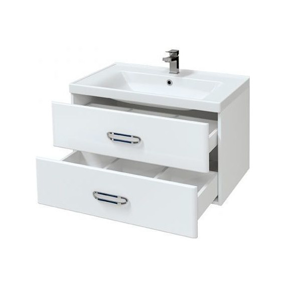 Тумба подвесная с раковиной Mirsant Fuji 80 см с доводчиком, белый - фото 2