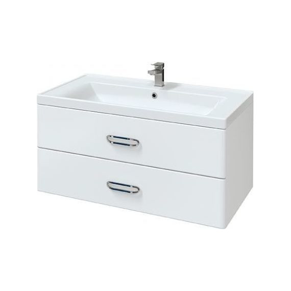 Тумба подвесная с раковиной Mirsant Fuji 100 см с доводчиком, белый - фото 