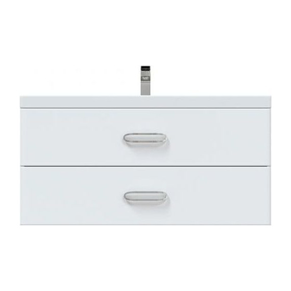 Тумба подвесная с раковиной Mirsant Fuji 100 см с доводчиком, белый - фото 2