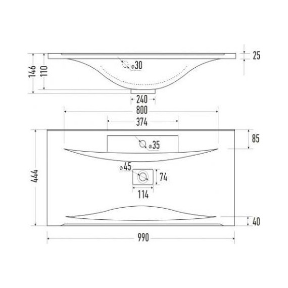 Тумба подвесная с раковиной Mirsant Next 100/1 см (раковина Premier 1000), белый - фото 6