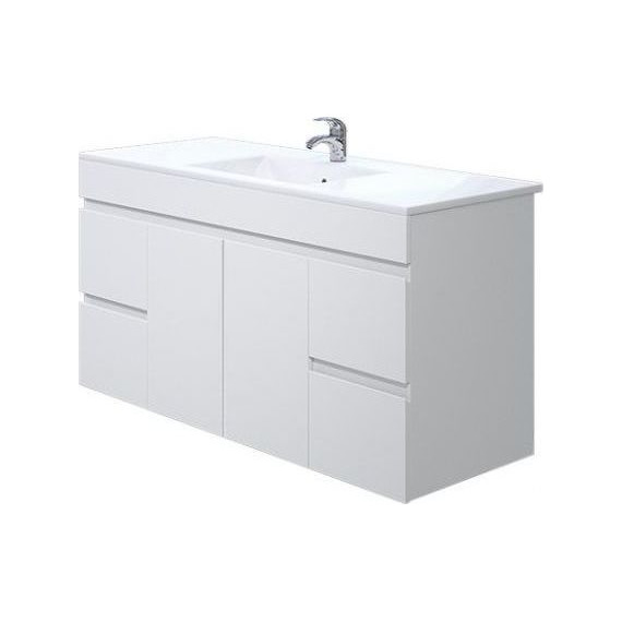 Тумба подвесная с раковиной Mirsant Next 120 см (раковина Next 120), белый - фото 