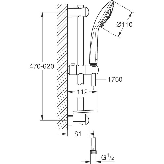 Душевой гарнитур Grohe Euphoria 600 мм 27231001 - фото 2