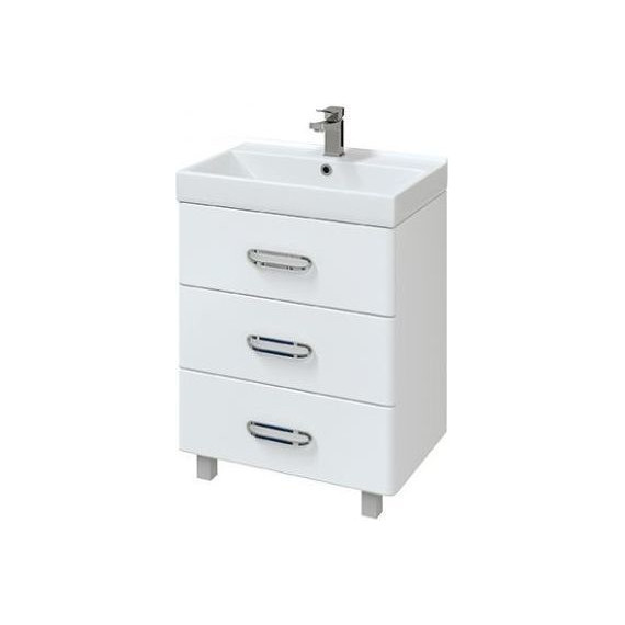 Тумба напольная с раковиной Mirsant Fuji 60 см с доводчиком, белый - фото 