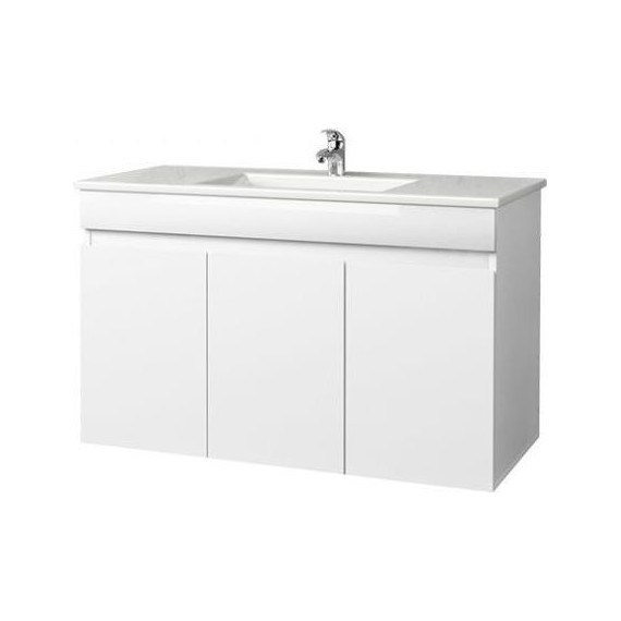 Тумба подвесная с раковиной Mirsant Next 100 см (раковина Premier 1000), белый - фото 