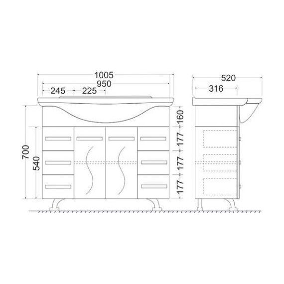 Тумба напольная с раковиной Mirsant Сандра 100 см, белый - фото 4