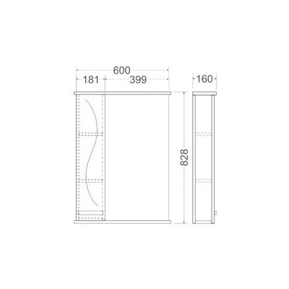 Зеркало-шкаф Mirsant Сандра 60/2 60 см L - фото 2