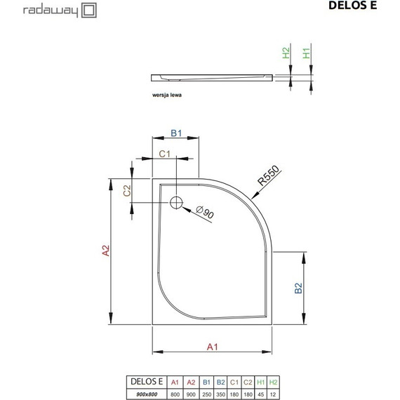 Поддон акриловый Radaway Delos E 90х80 см SDE9080-01L - фото 3