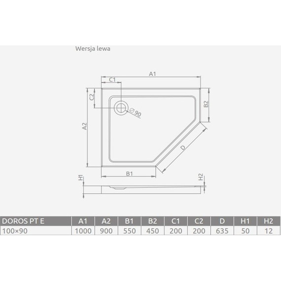 Поддон акриловый Radaway Doros PT E 100х90 см SDRPT1090-01L - фото 3