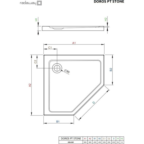 Поддон акриловый Radaway Doros PT Stone Anthracite 90х90 см SDRPT9090-01-64S, антрацит - фото 3