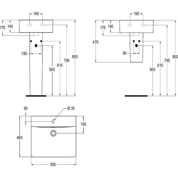 Раковина подвесная Ideal Standard Connect Cube 50 см E788401 - фото 2