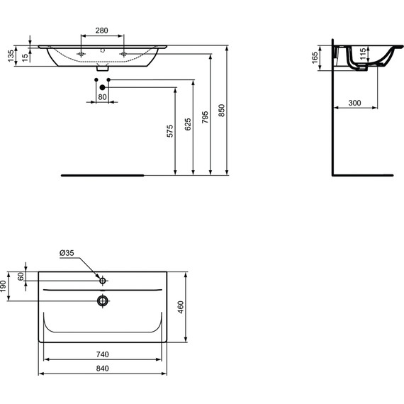 Раковина подвесная Ideal Standard Connect Air Vanity 84 см E027901 - фото 6