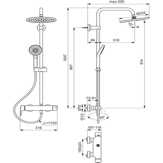 Душевая стойка Ideal Standard IdealRain Eco SL B2266AA - фото 2