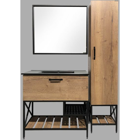 Тумба напольная с раковиной Comforty Бредфорд 90 см, дуб тёмный - фото 8