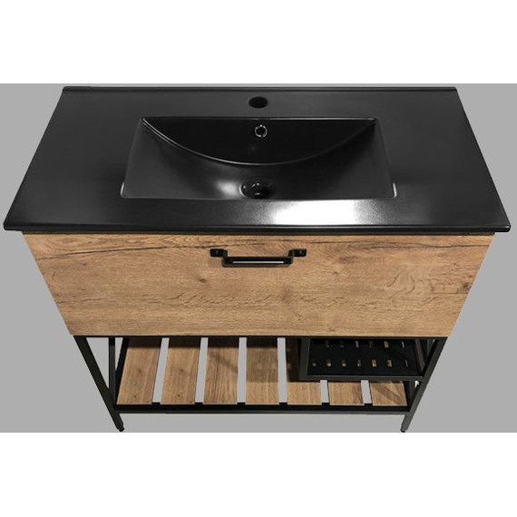 Тумба напольная с раковиной Comforty Бредфорд 90 см, дуб тёмный - фото 10