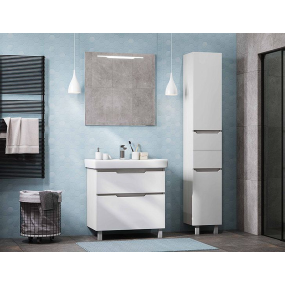 Пенал напольный Акватон Дакота 34 см 1A203203DAAY0, белый/выбеленное дерево - фото 7