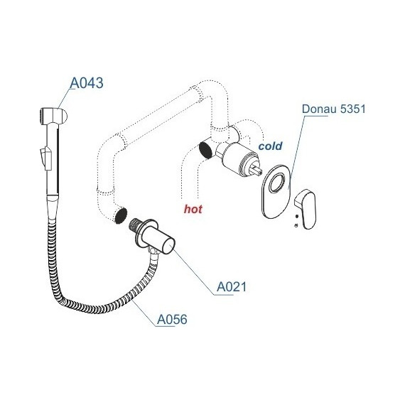 Набор для гигиенического душа WasserKraft Donau A15356 (шланг 100 см) - фото 4