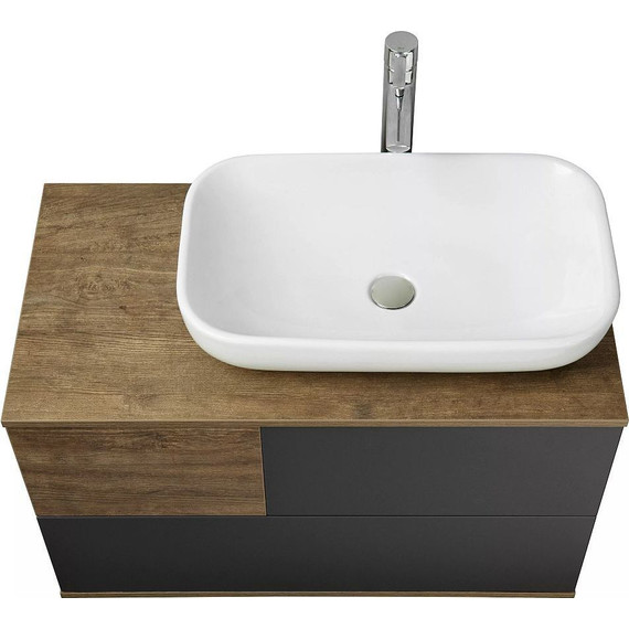 Тумба подвесная со столешницей Акватон Терра 85 см 1A247201TEKA0, дуб кантри/антрацит - фото 8