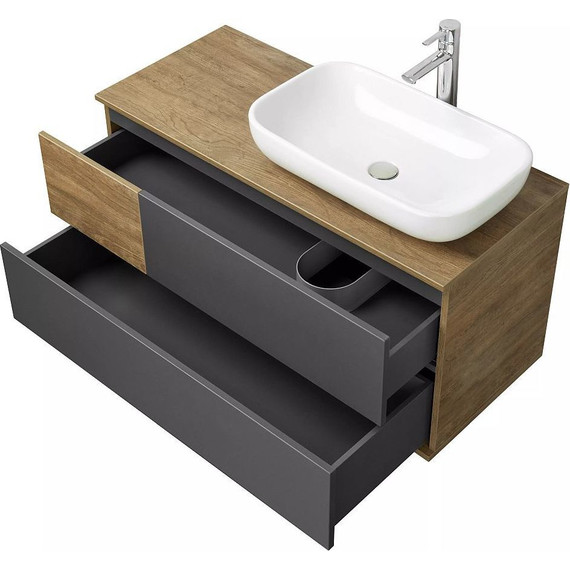 Тумба подвесная со столешницей Акватон Терра 105 см 1A246901TEKA0, дуб кантри/антрацит - фото 9