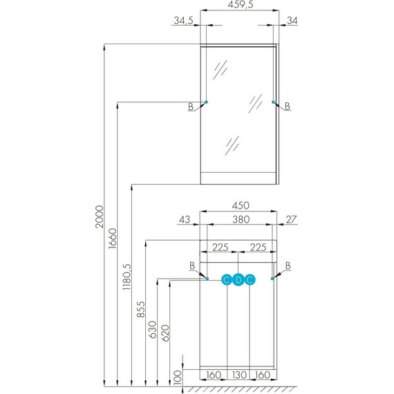Тумба напольная с раковиной Акватон Эмма 45 см 1A2216K1EAD80, дуб наварра/белый - фото 12