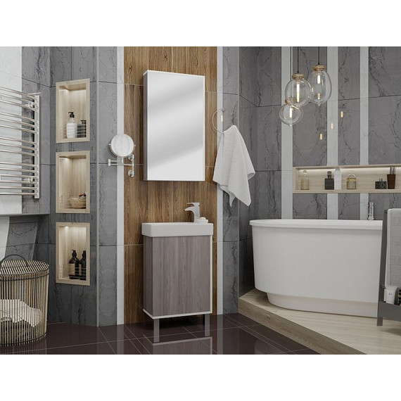 Зеркало-шкаф Акватон Эмма 46 см 1A221802EAD80, дуб наварра/белый - фото 6