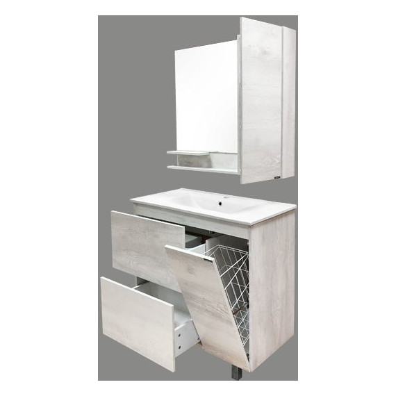 Тумба напольная с раковиной Comforty Верона 90 см, дуб белый - фото 9