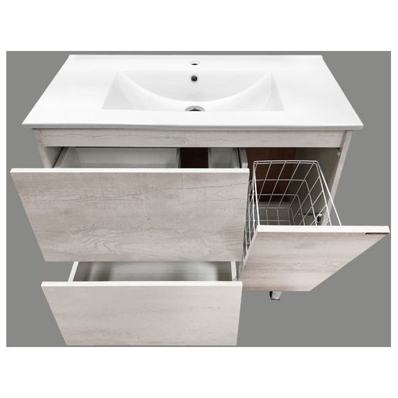 Тумба напольная с раковиной Comforty Верона 90 см, дуб белый - фото 10