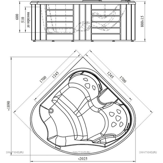 СПА БАССЕЙН Радомир Cornelia 170х170 см, (белый) - фото 3